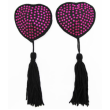 NIP002A Love In Leather Heart Shape Nipple Tassels With Rhinestones- Hot Pink NIP002A Love In Leather Heart Shape Nipple Tassels With Rhinestones- Hot Pink